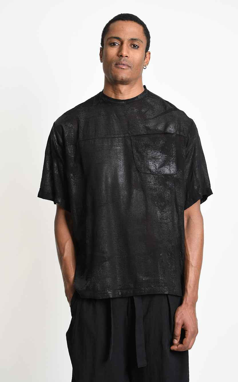 3Z M1311 T-SHIRT Over Viscose Wool Rubberized Coating Black