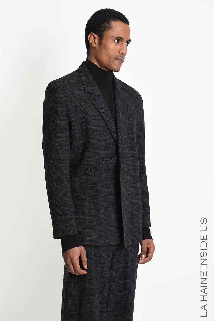 3Z M1314 BLAZER Over Check Blend Cotton Black