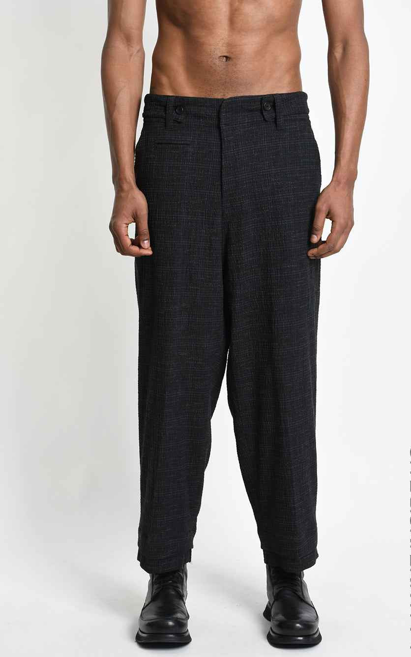 3Z M1315 TROUSER Comfort Check Blend Cotton Black