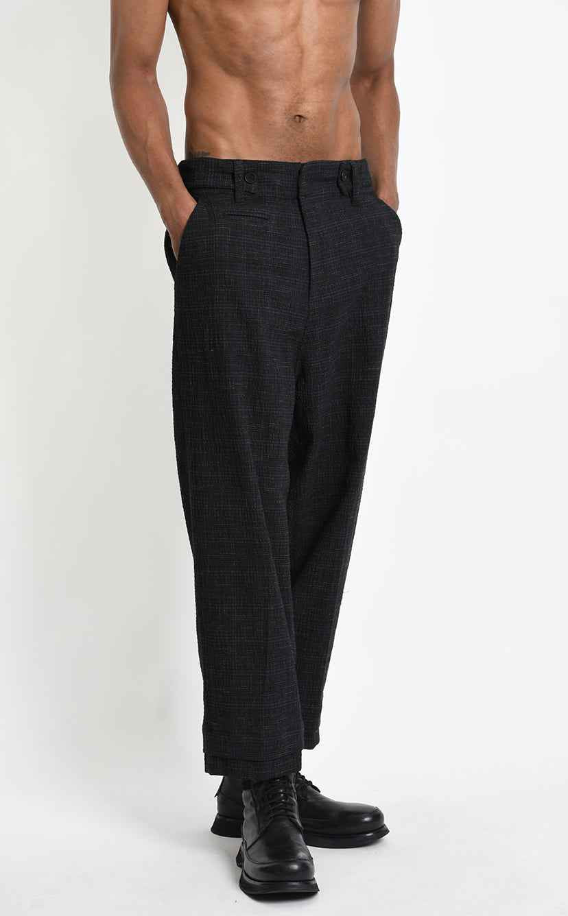 3Z M1315 TROUSER Comfort Check Blend Cotton Black
