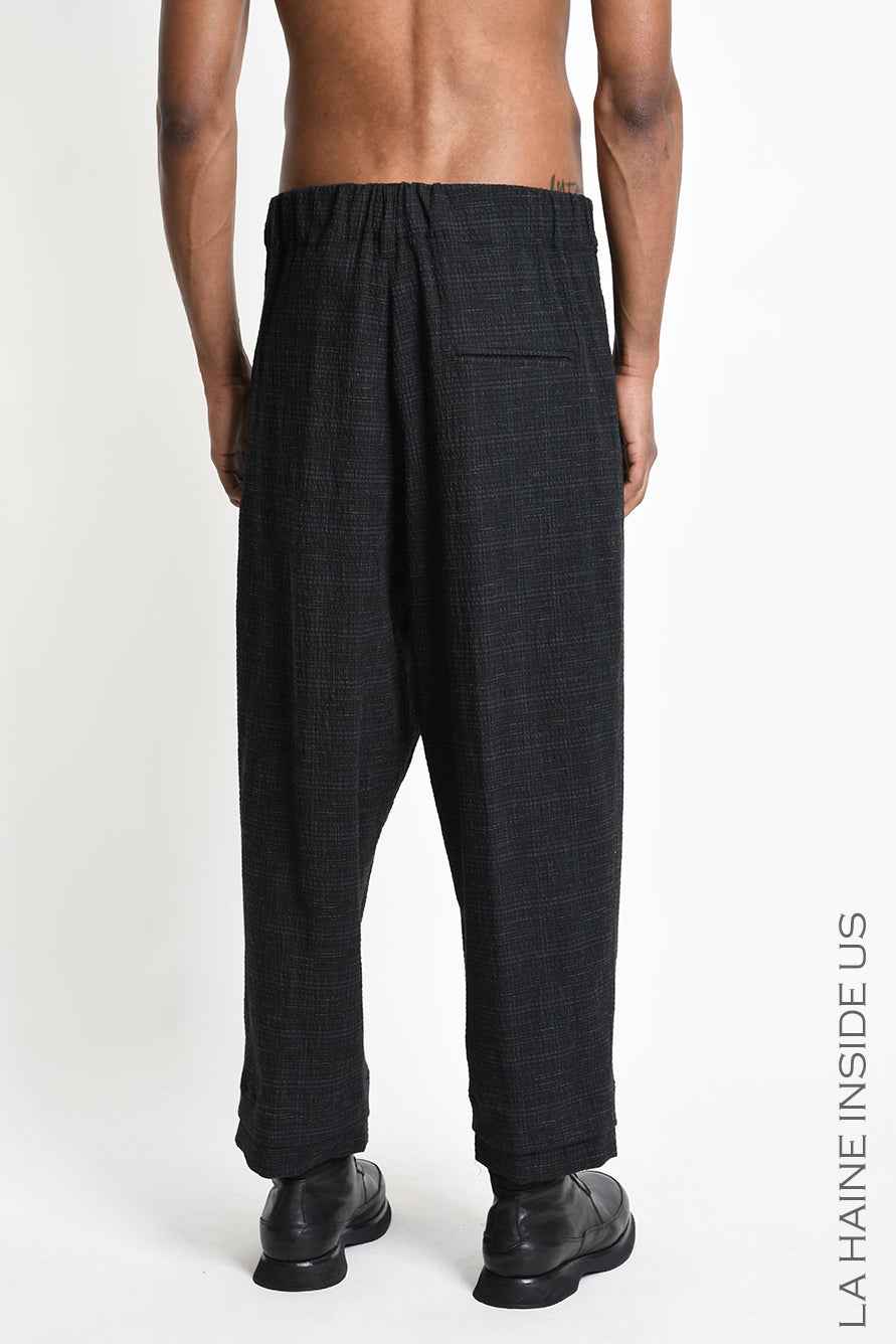 3Z M1315 TROUSER Comfort Check Blend Cotton Black
