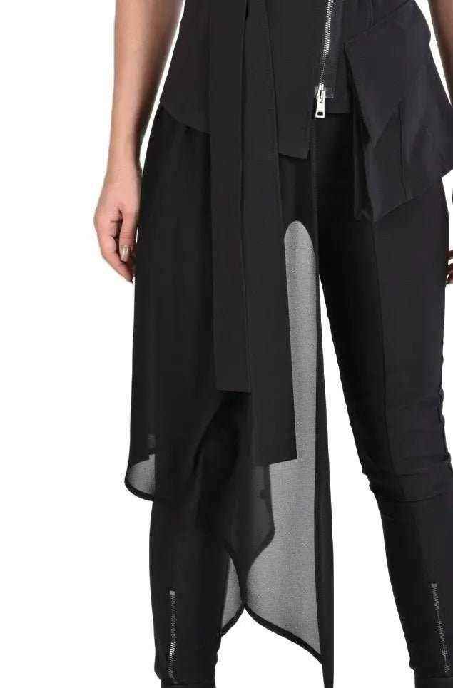 4B ZAKO22 Black Vest - Italian Tailored Women's Layering Piece