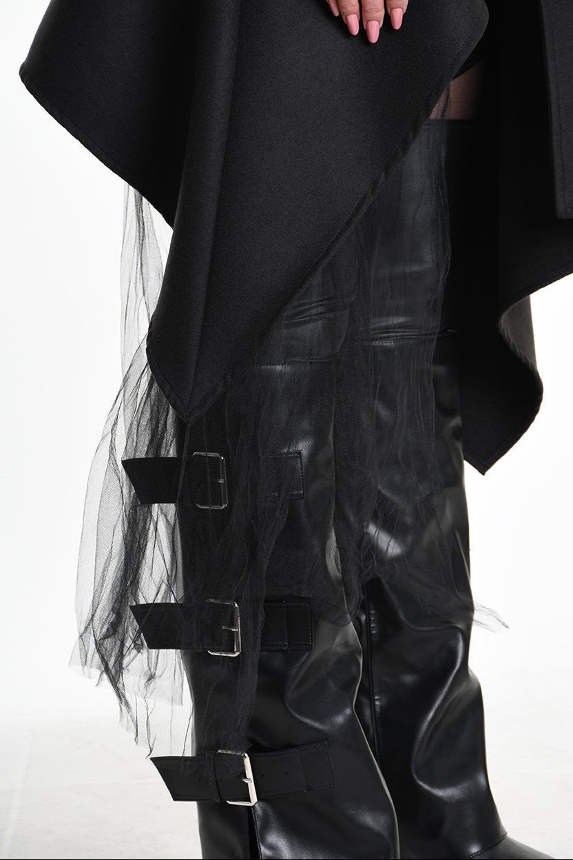 4B W5152 COAT Asymmetric Cloth Lined & Punto Milano Black LA HAINE INSIDE US