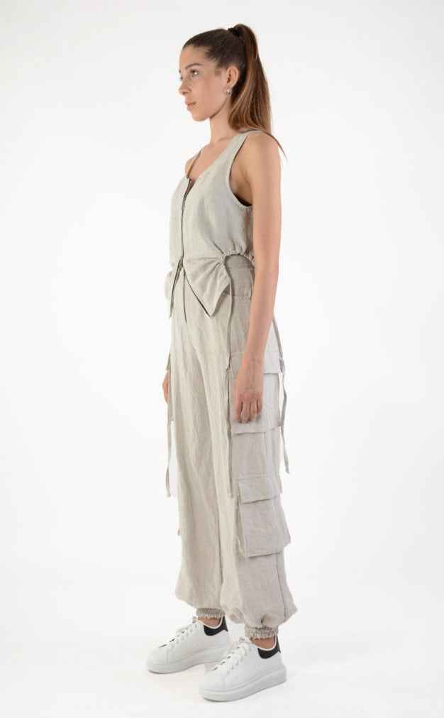 A34B LW69624 Tank Top Linen Viscose Sand