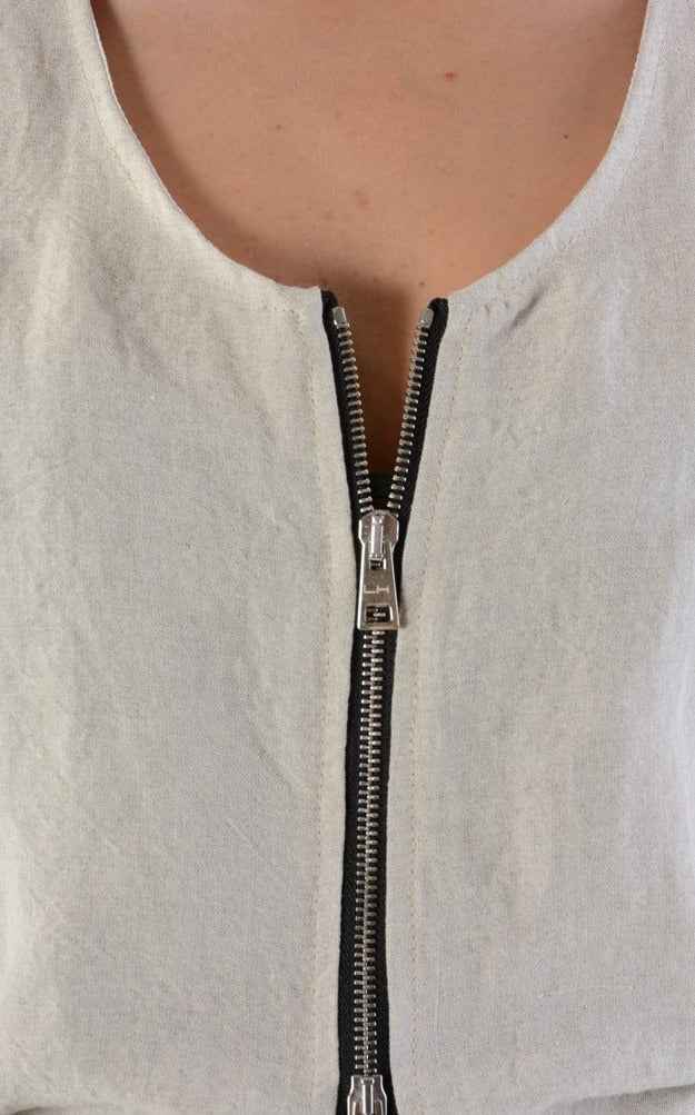 A34B LW69624 Tank Top Linen Viscose Sand