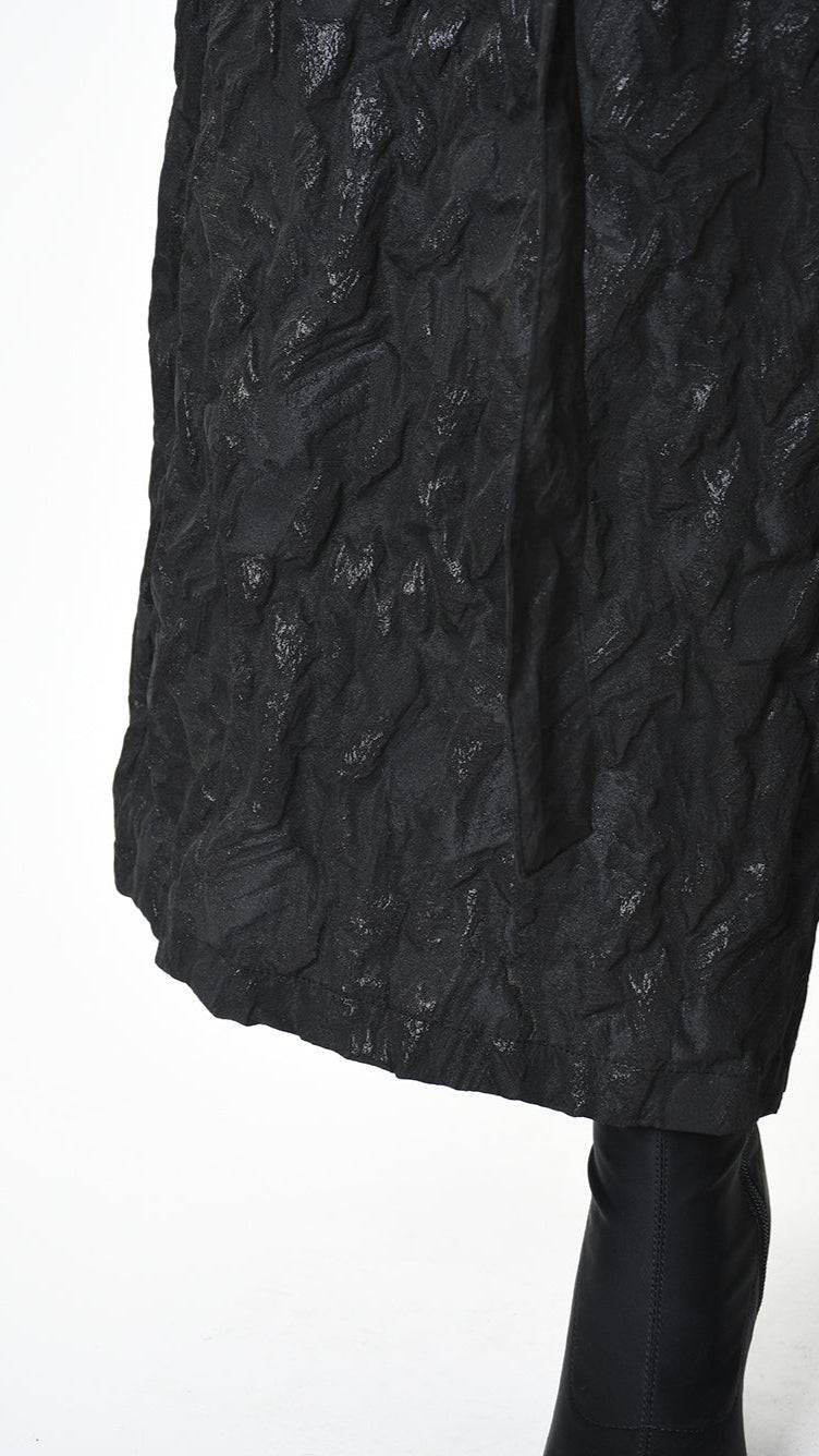 A34B LW85025 TROUSER Wide Flared Jacquard Coated Black