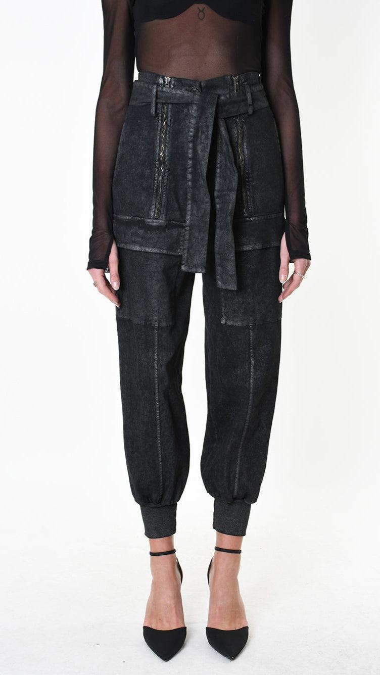 A34B LW88025 TROUSER Over Gabardine Cotton Coated UNISEX D Black