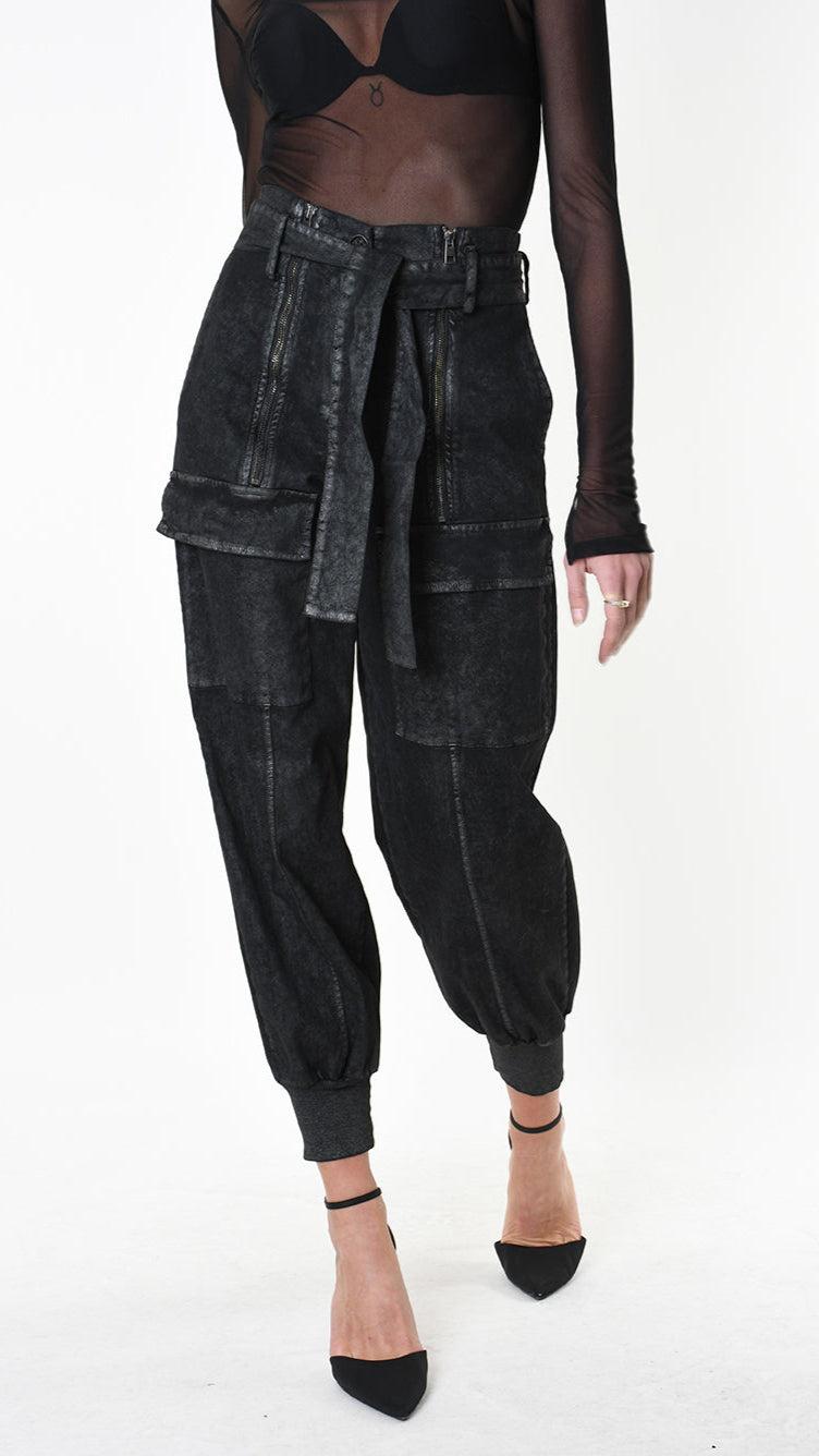 A34B LW88025 TROUSER Over Gabardine Cotton Coated UNISEX D Black