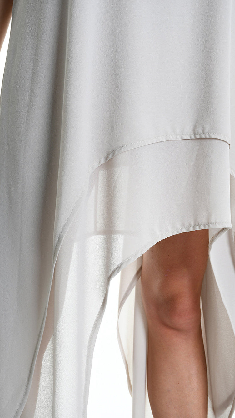 A34B W500425 DRESS Asymmetric Georgette Sand