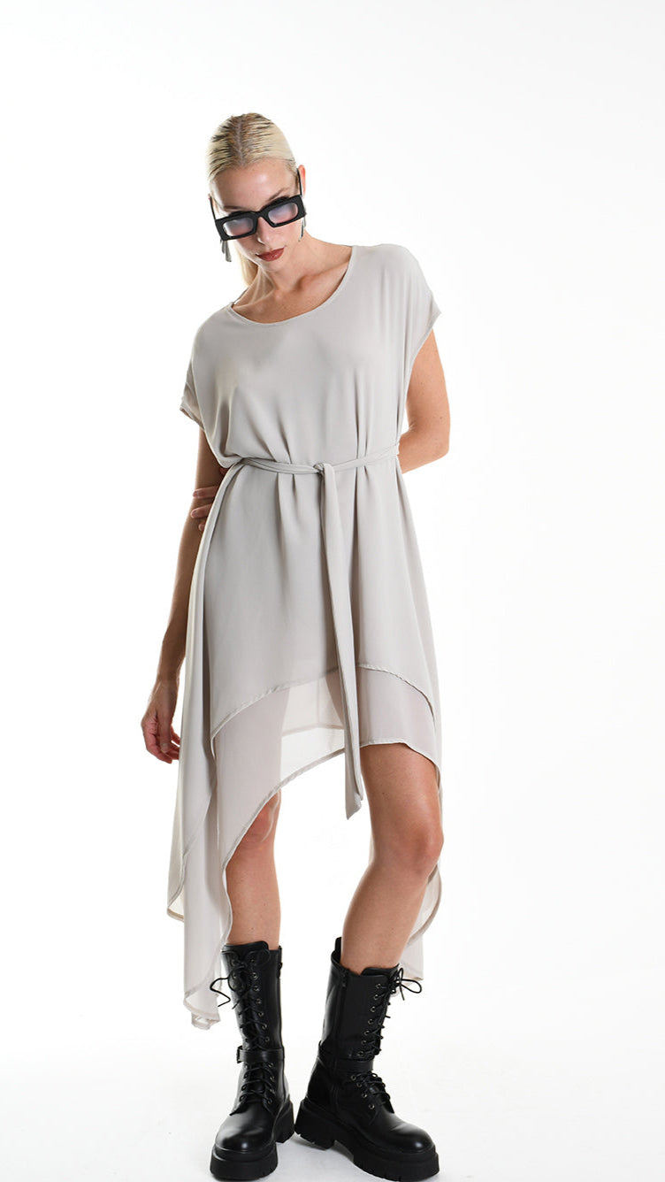 A34B W500425 DRESS Asymmetric Georgette Sand