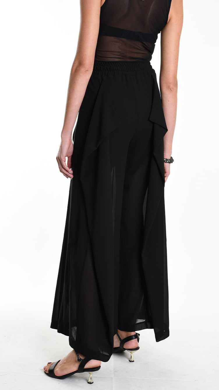 A34B W505725 TROUSER Wide Georgette Black