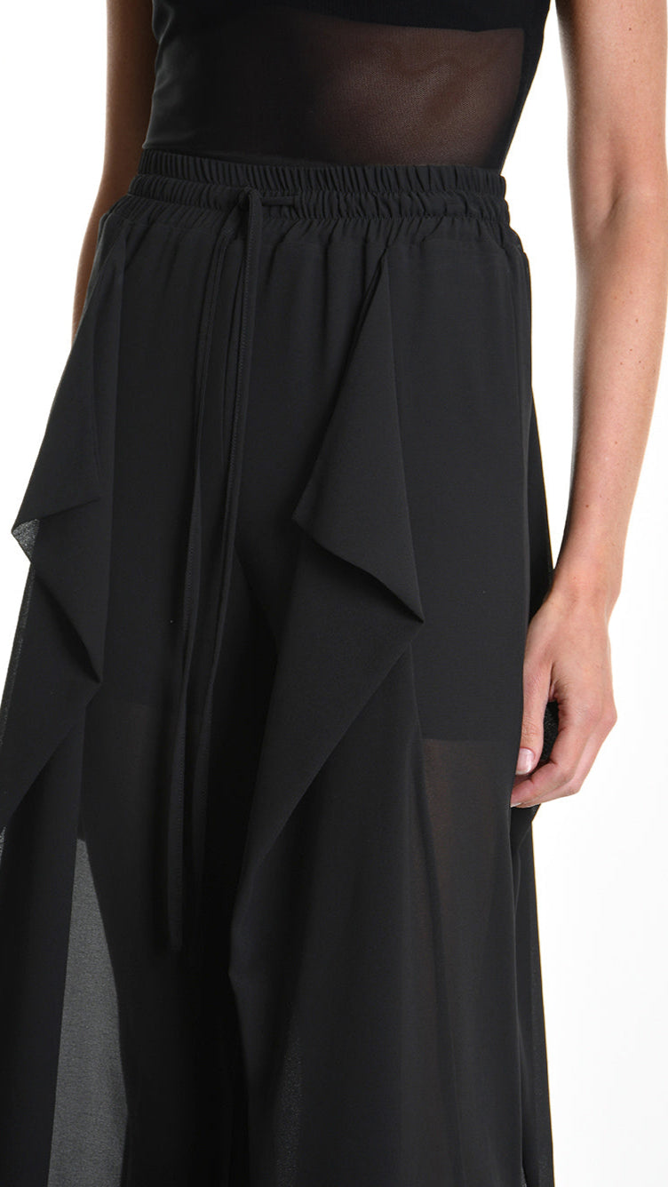 A34B W505725 TROUSER Wide Georgette Black