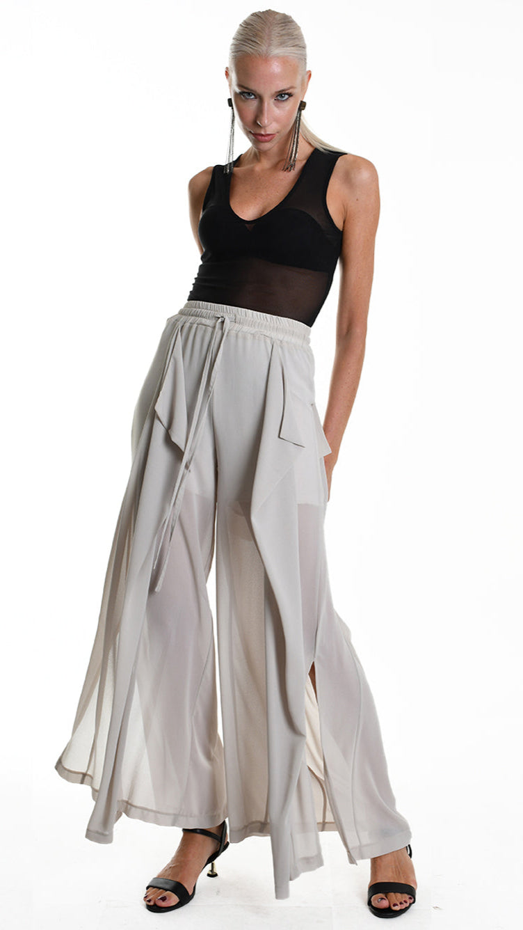 A34B W505725 TROUSER Wide Georgette Sand