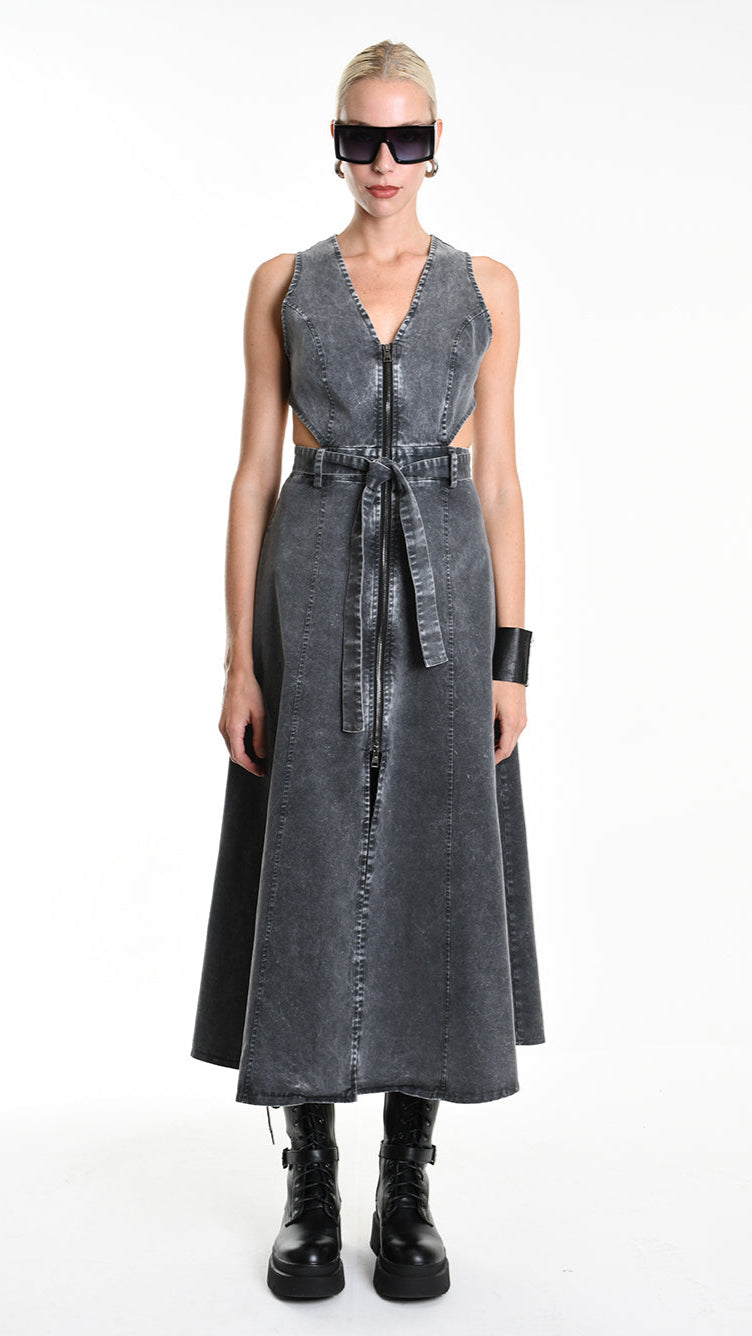 A34B W506125 DRESS Gabardina Cotton Marmorized Grey