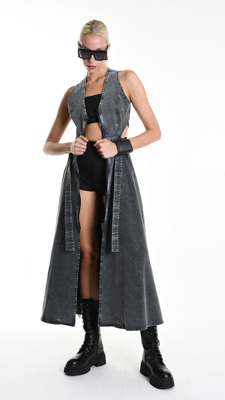 A34B W506125 DRESS Gabardina Cotton Marmorized Grey