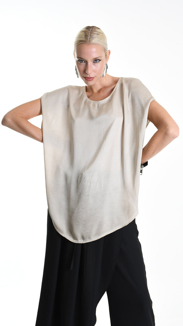 A34B W508425 BLUSA Over Satin Viscose Dyed Cold Sand