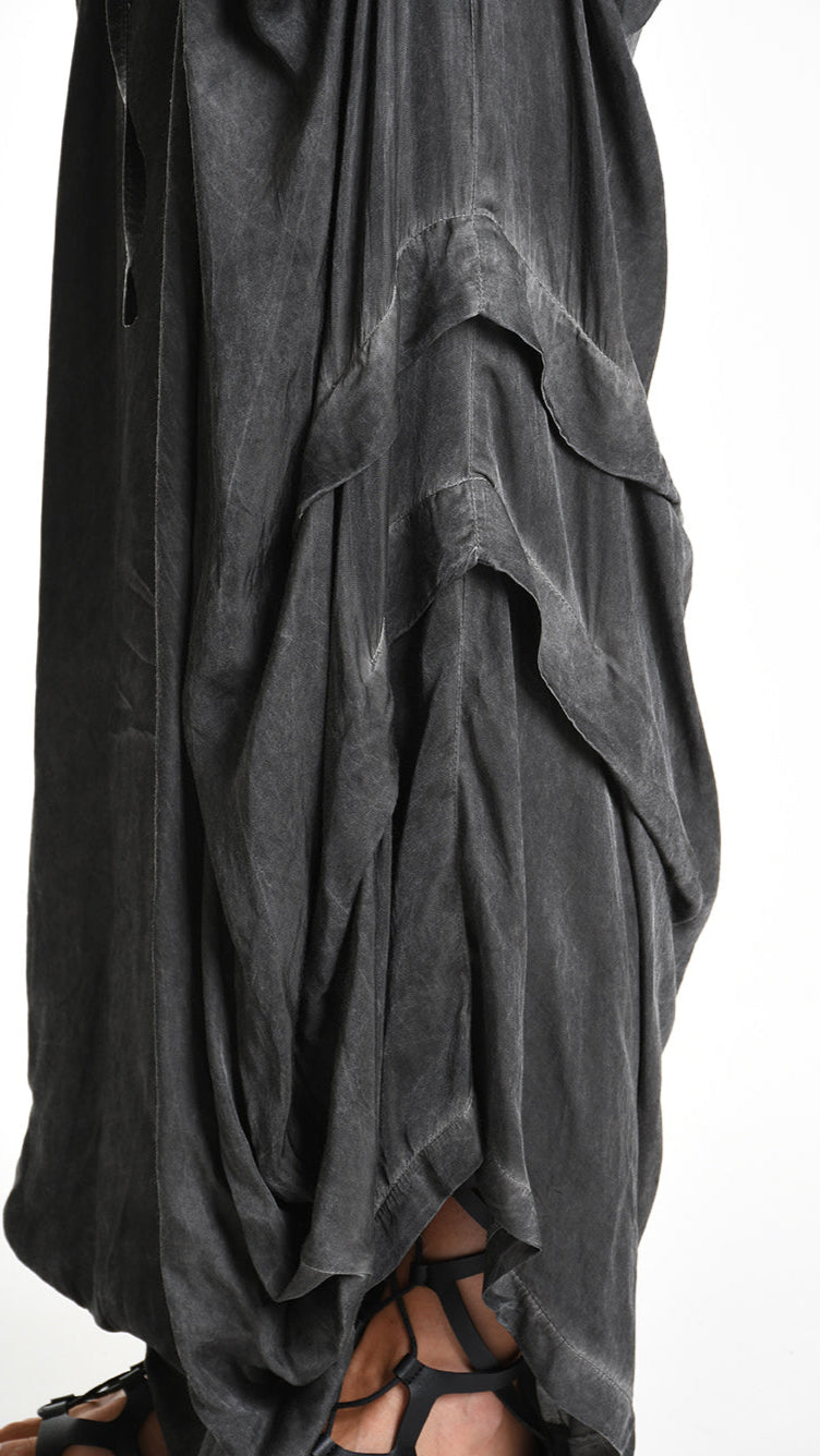 A34B W512425 TROUSER Over Wide Satin Viscose Black