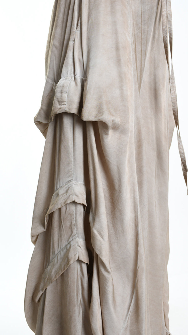 A34B W512425 TROUSER Over Wide Satin Viscose Sand