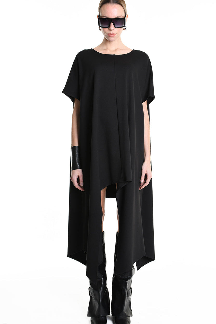 4B W5140 DRESS Asymmetric Over Punto Milano UNISEX Black LA HAINE INSIDE US