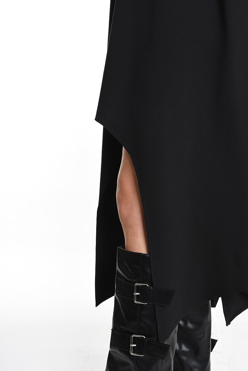 4B W5140 DRESS Asymmetric Over Punto Milano UNISEX Black LA HAINE INSIDE US