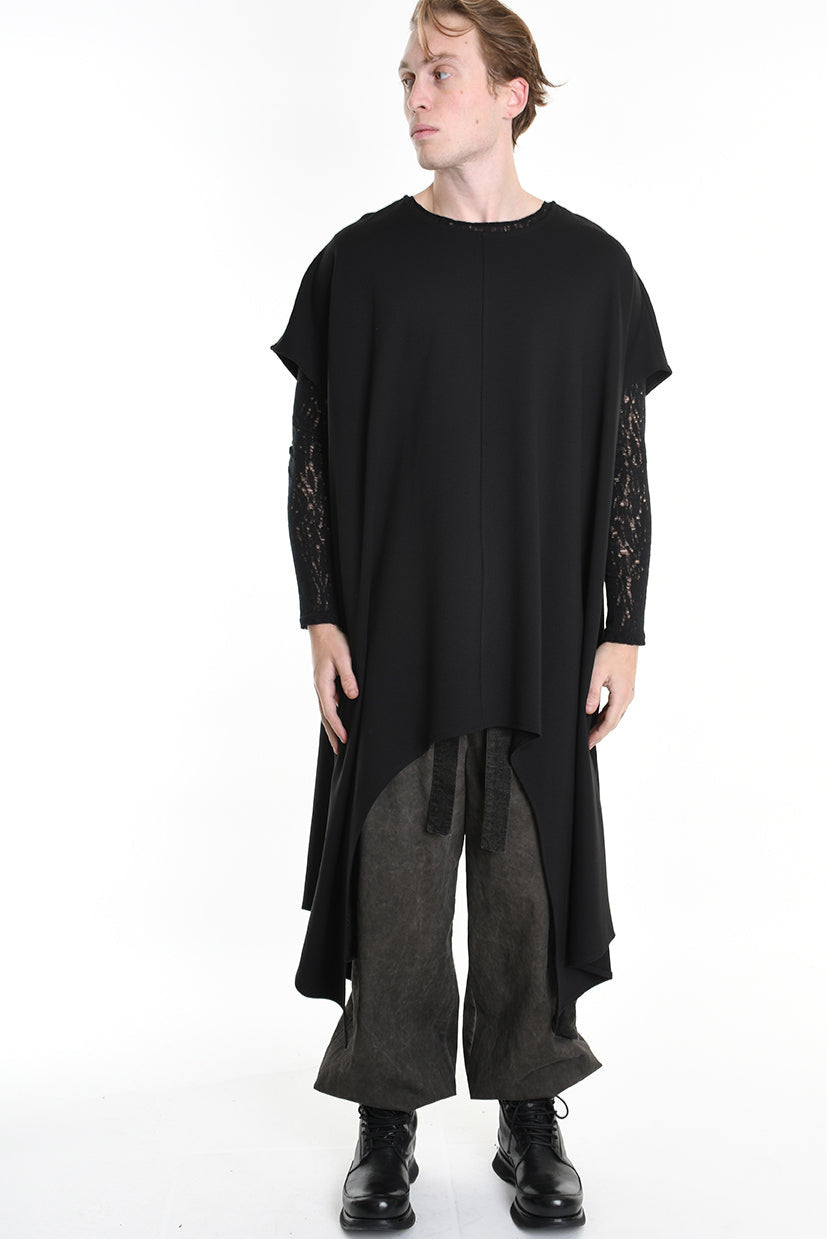 4B W5140 DRESS Asymmetric Over Punto Milano UNISEX Black LA HAINE INSIDE US