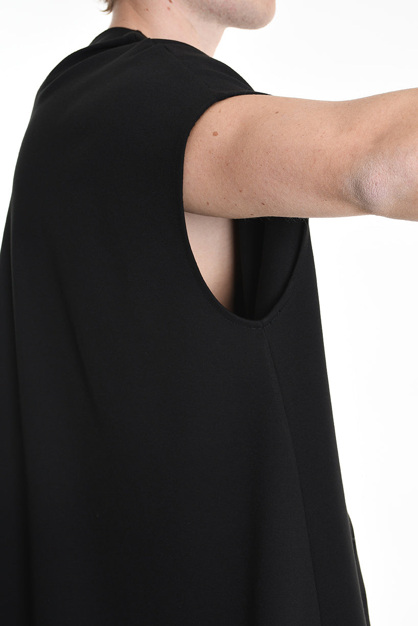 4B W5140 DRESS Asymmetric Over Punto Milano UNISEX Black LA HAINE INSIDE US