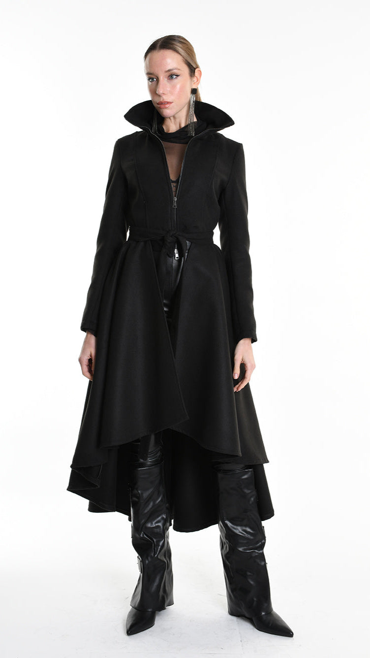 4B W5151 COAT Asymmetric Cloth Lined Black TEPHRA