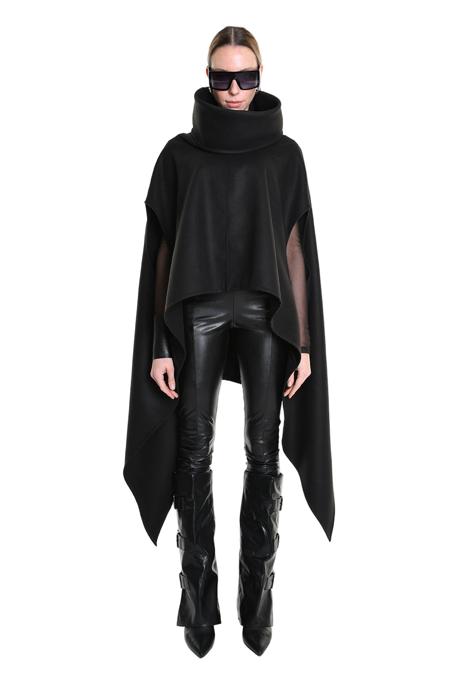 4B W5153 CAPE Over Asymmetric Cloth UNISEX D Black LA HAINE INSIDE US