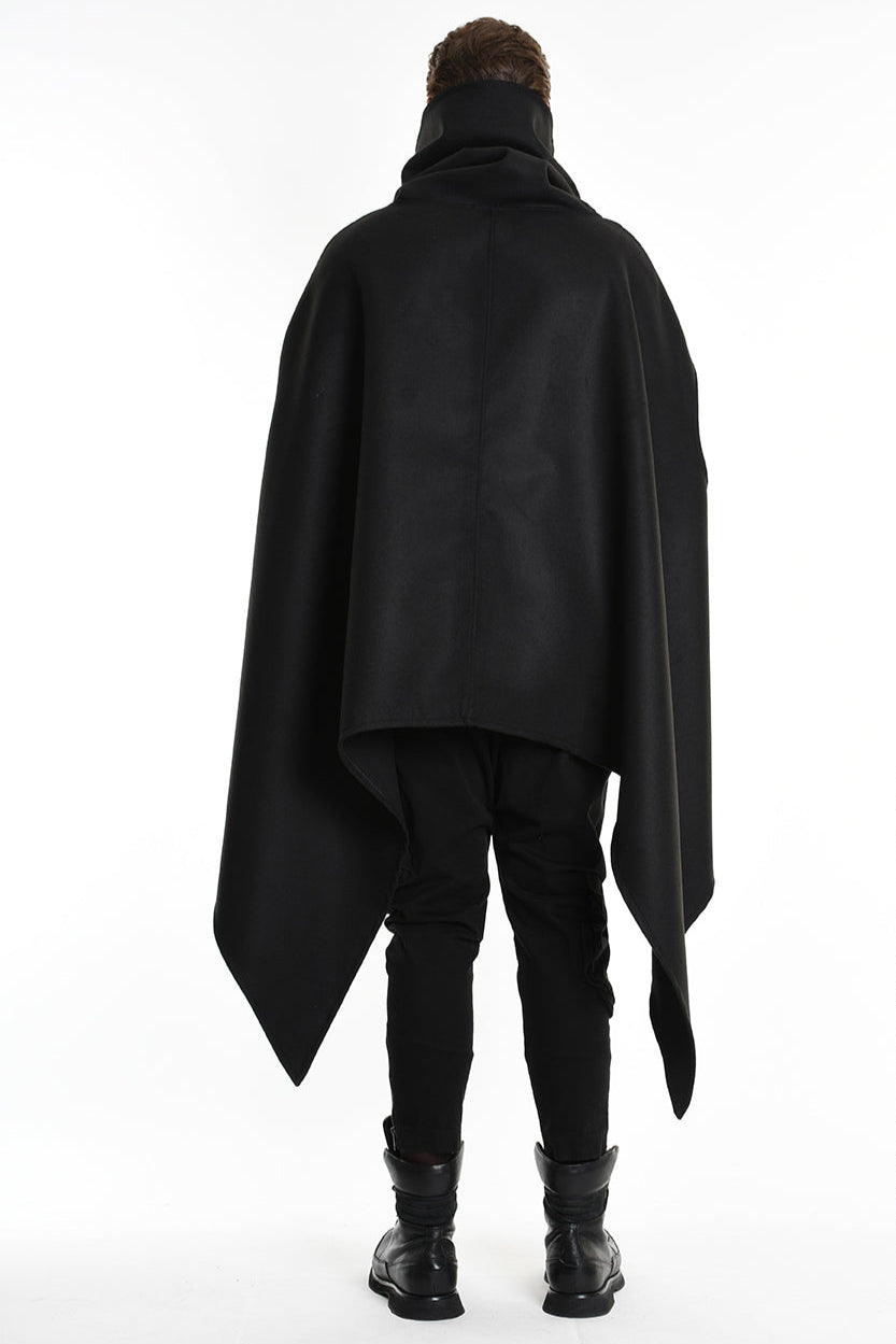 4B W5153 CAPE Over Asymmetric Cloth UNISEX D Black LA HAINE INSIDE US