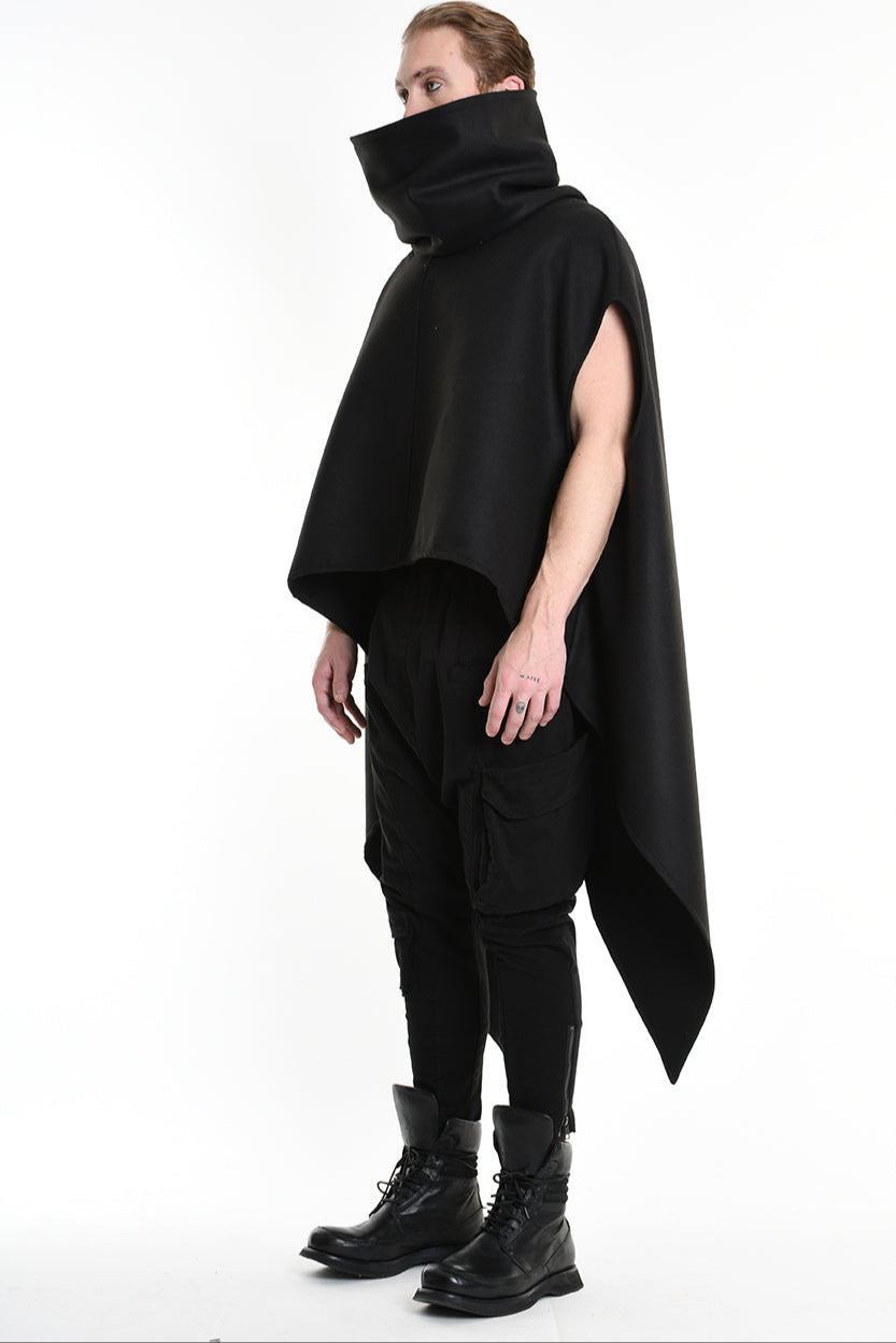 4B W5153 CAPE Over Asymmetric Cloth UNISEX D Black LA HAINE INSIDE US