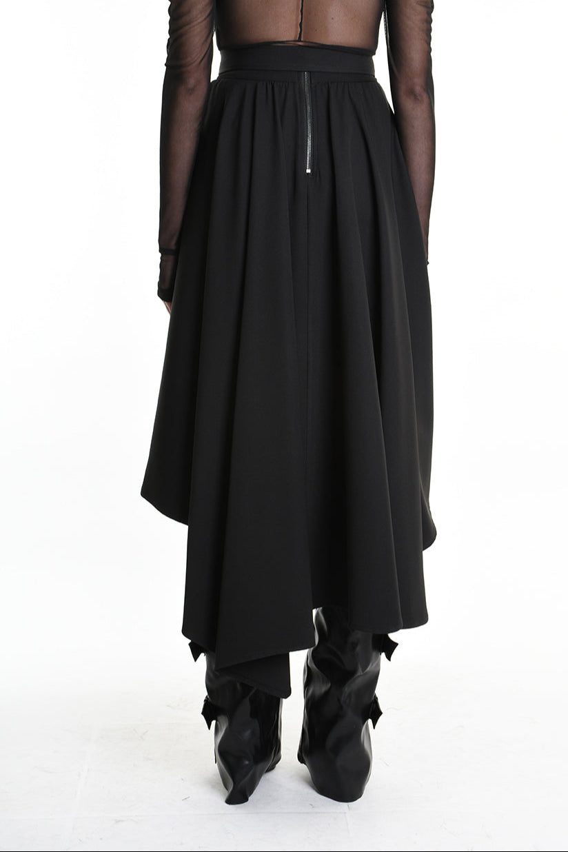 4B W5155 SKIRT Asymmetric Tecno Stretch Black LA HAINE INSIDE US