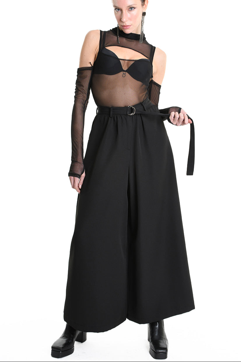 4B W5156 TROUSER Wide Fit Tecno Stretch Black WOMAN LA HAINE INSIDE US