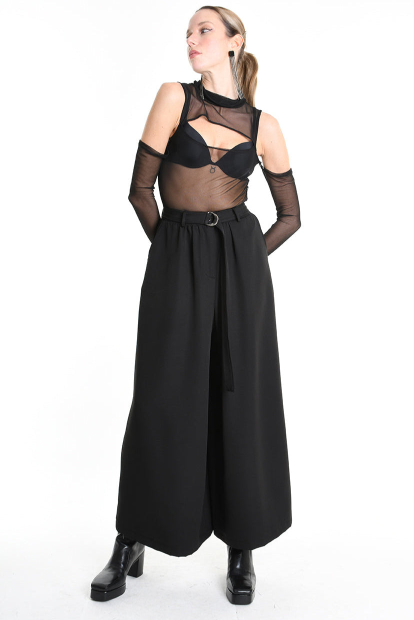 4B W5156 TROUSER Wide Fit Tecno Stretch Black WOMAN LA HAINE INSIDE US