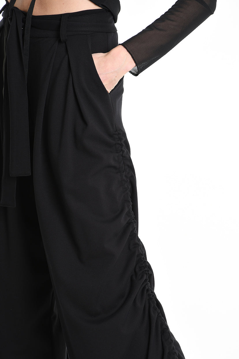 4B W5177 TROUSER Wide Fit Punto Milano Black WOMAN LA HAINE INSIDE US