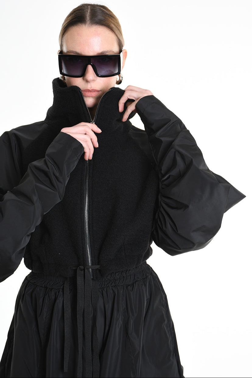 4B W5188 BOMBER Over Boiled Wool & Doubled Nylon Black LA HAINE INSIDE US