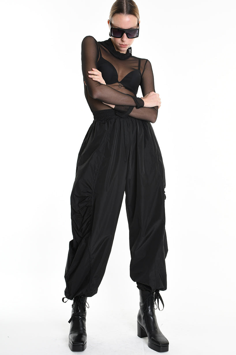 4B W5189 TROUSER Over Nylon Black WOMAN LA HAINE INSIDE US