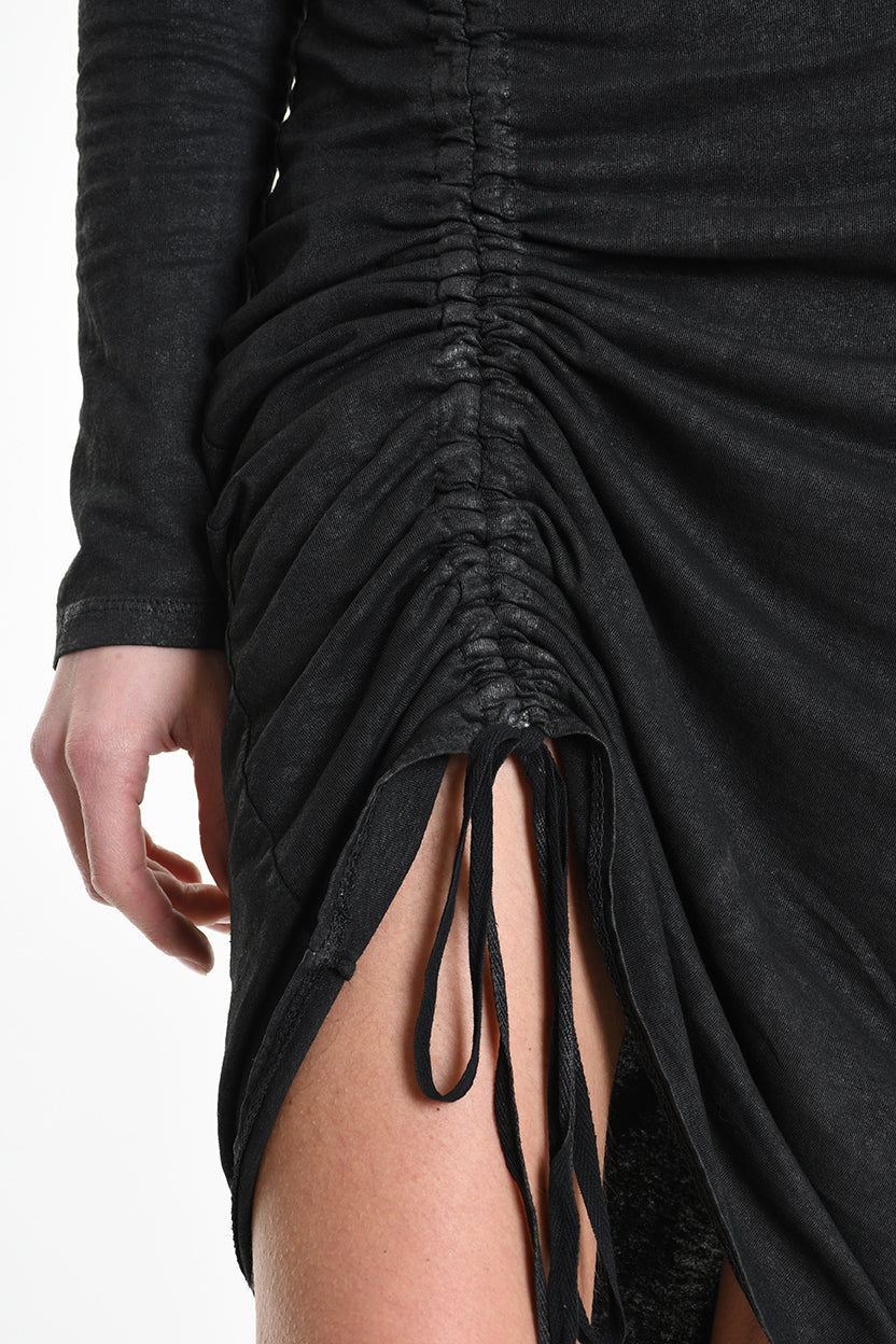 4B W5192 DRESS Tube Jersey Dyed Coated Black LA HAINE INSIDE US