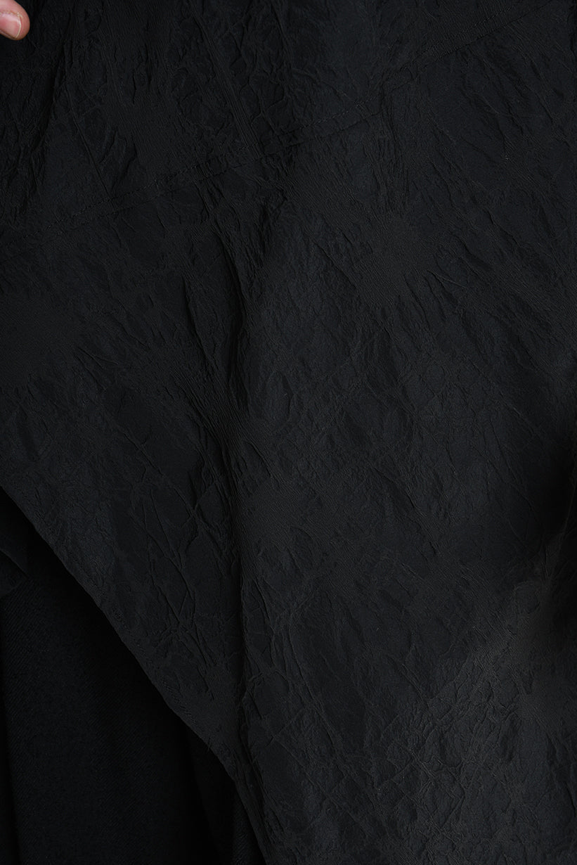 4B W5195 LONG VEST in Nylon Jacquard & Stretch Tulle UNISEX U Black LA HAINE INSIDE US