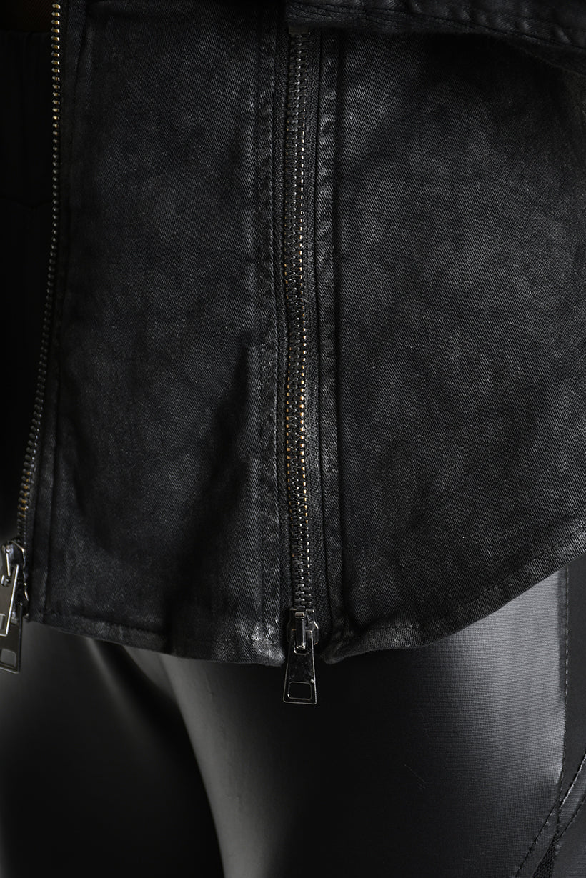 4B W5222 SLIM FIT JACKET in Garment-Dyed Laminated Cotton Gabardine Black LA HAINE INSIDE US