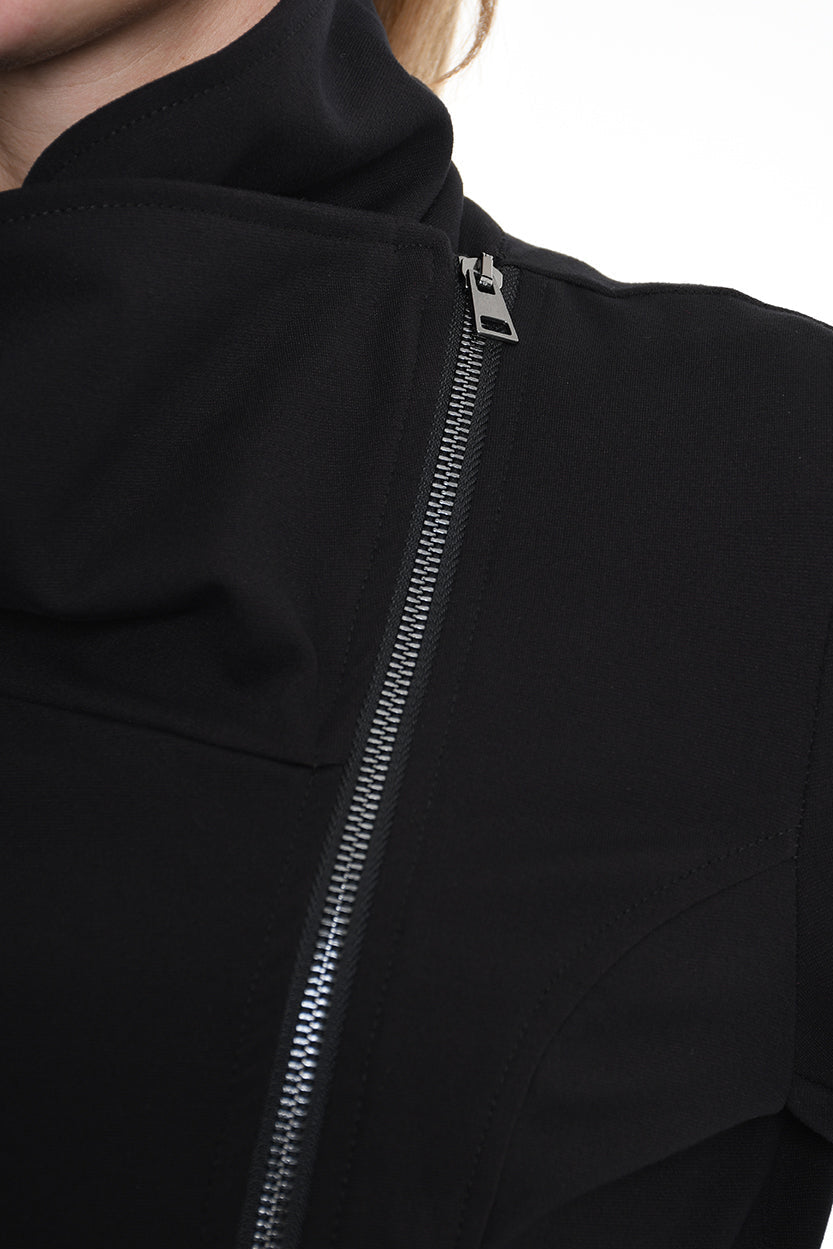 4B W5242 SLIM FIT ASYMMETRICAL JACKET in Punto Milano Black LA HAINE INSIDE US