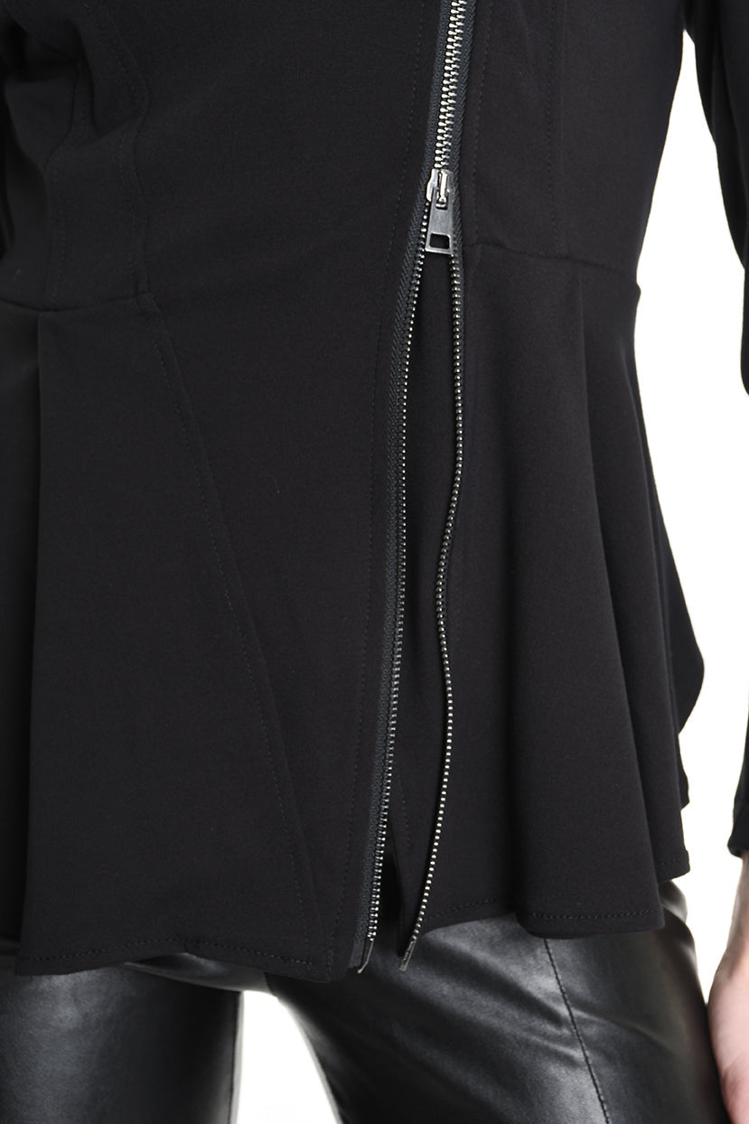 4B W5242 SLIM FIT ASYMMETRICAL JACKET in Punto Milano Black LA HAINE INSIDE US