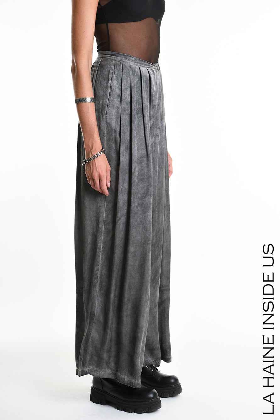 4B W5274 TROUSERS Palazzo Viscose Satin Dyed Cold Black