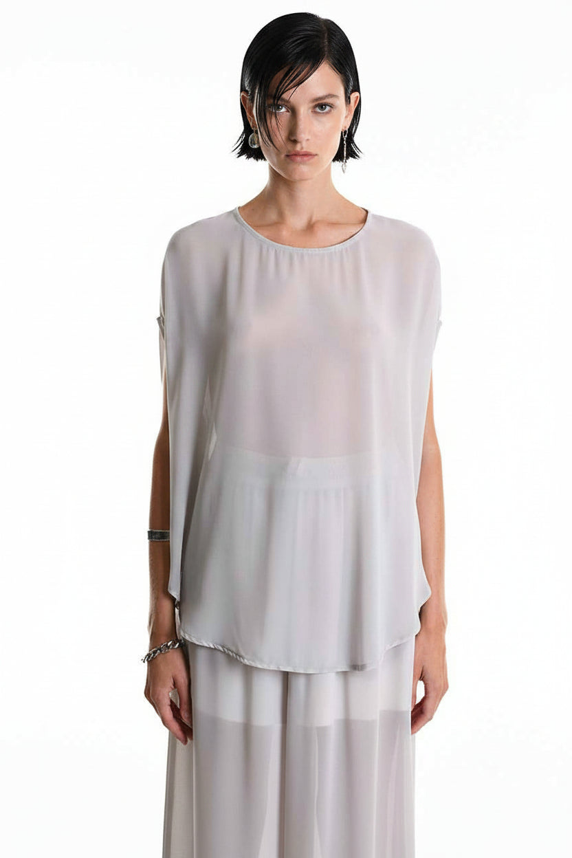 4B W5340 TUNIC Over in Georgette Grey