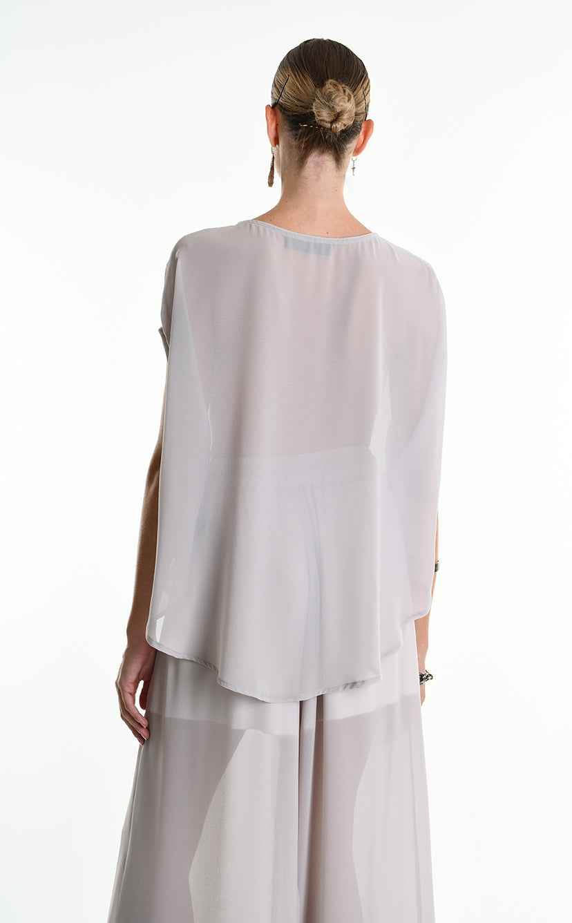4B W5340 TUNIC Over in Georgette Grey
