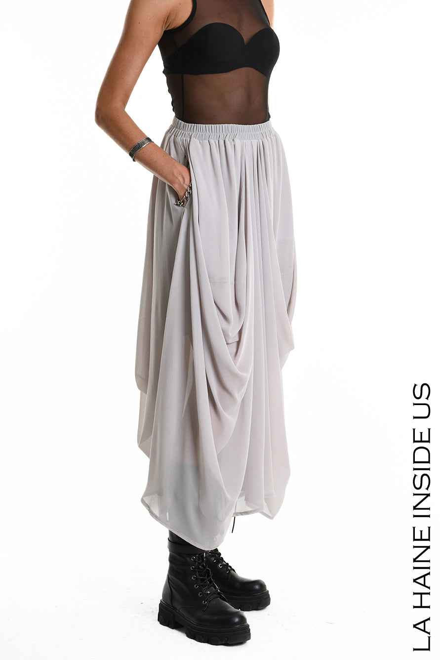 4B W5341 SKIRT Long Georgette & Lining Grey