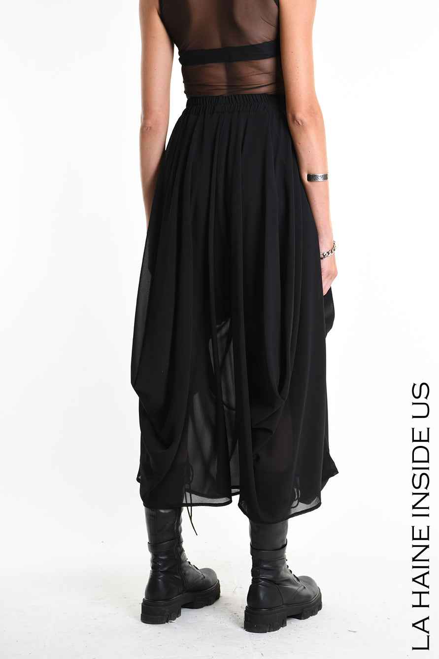4B W5341 SKIRT Long Georgette & Lining Black
