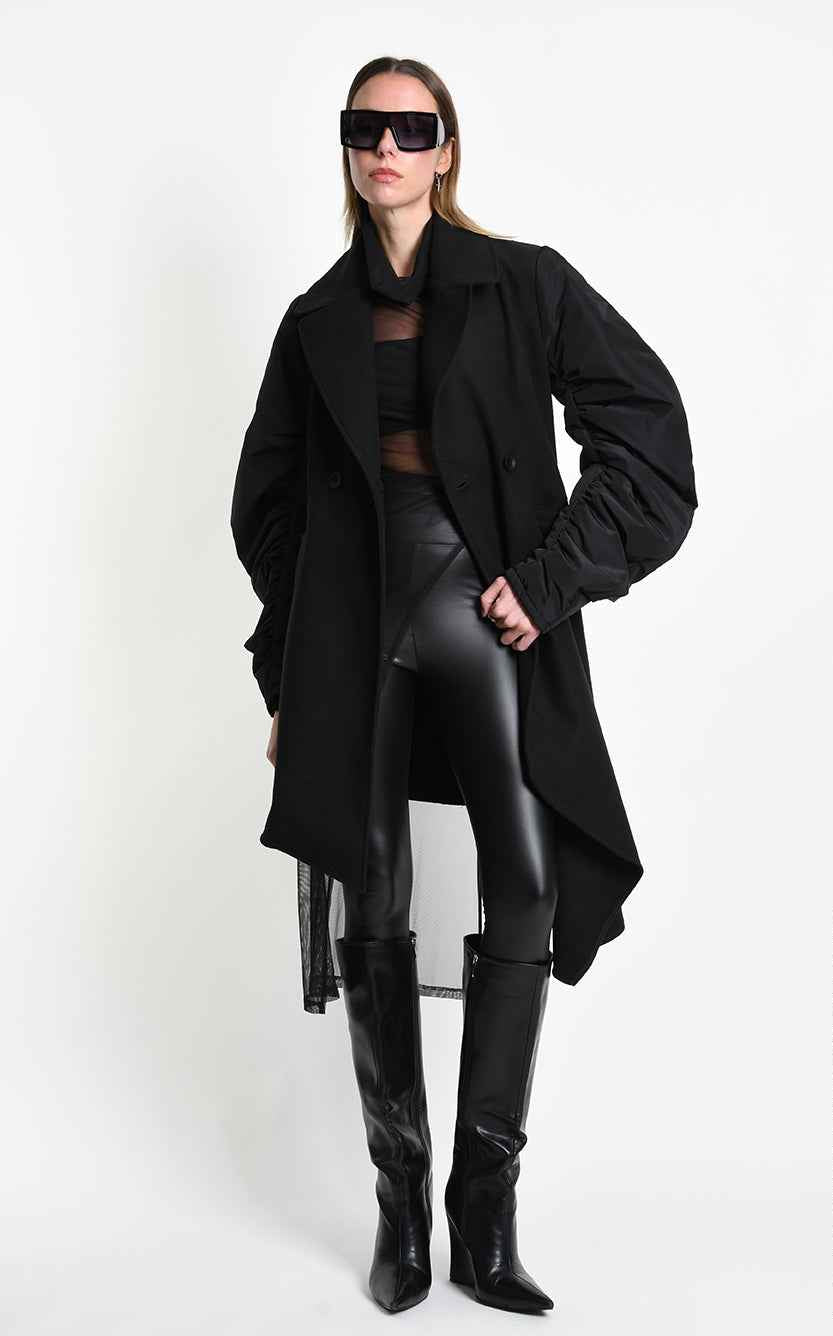 4B W5471 COAT Asymmetric Cloth - Nylon - Lined Black