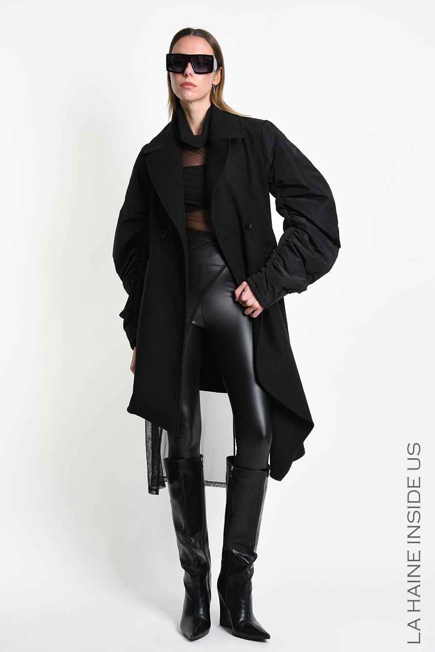4B W5471 COAT Asymmetric Cloth - Nylon - Lined Black