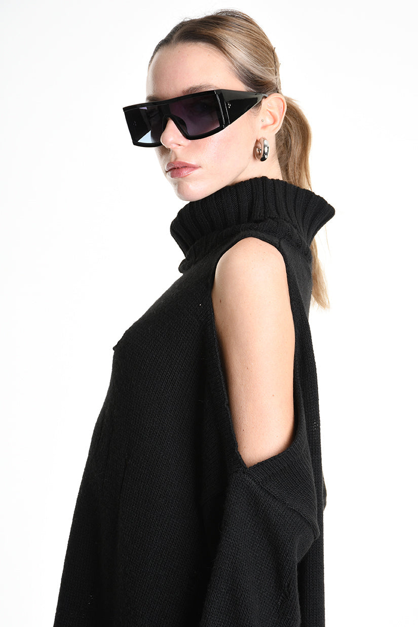 4K W5132 DRESS Over Knitted Thickness 5 Black LA HAINE INSIDE US