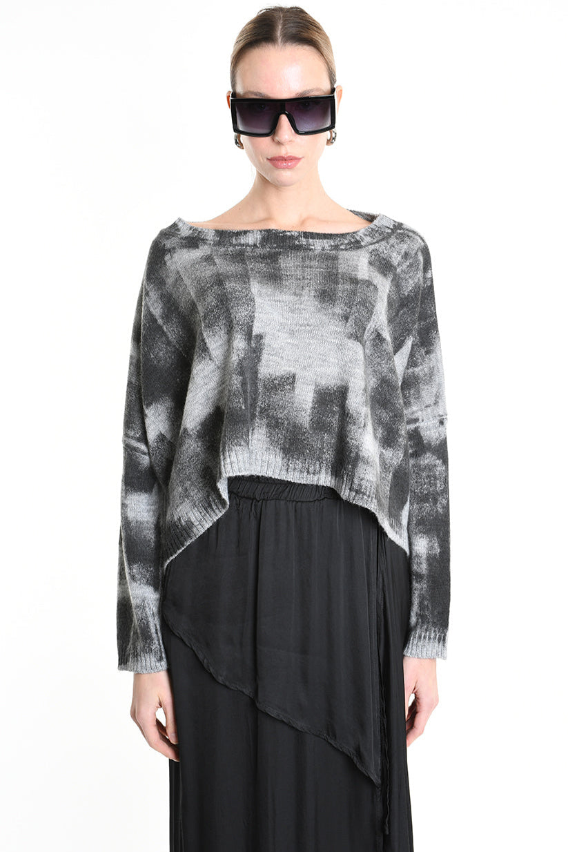 4K W5134 CROPPED OVERSIZED KNITWEAR Gauge 7 Gre LA HAINE INSIDE US